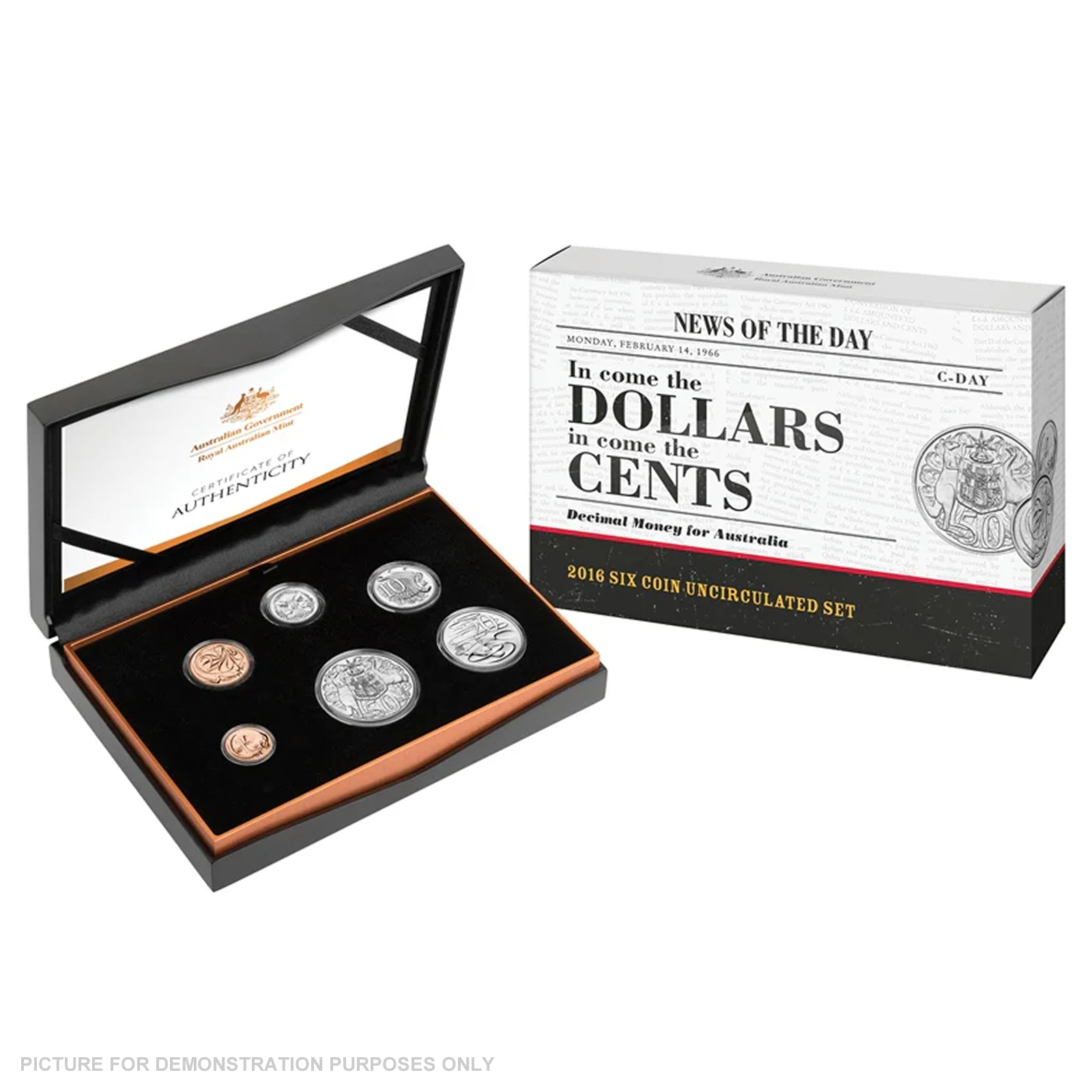 2016 Six Coin Uncirculated Year set - In come the dollars, in come the cents - Decimal Money for Australia